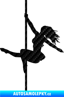 Samolepka Pole dance 001 levá tanec na tyči 3D karbon černý