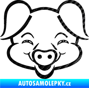 Samolepka Prase 003 veselý čuník 3D karbon černý