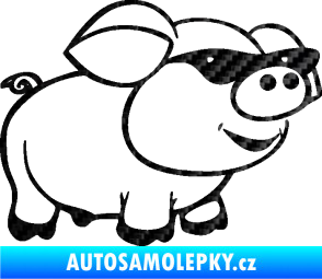 Samolepka Prase 006 pravá frajer v brýlích 3D karbon černý