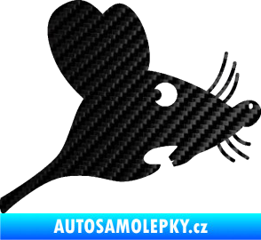 Samolepka Překvapená myš pravá 3D karbon černý