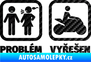 Samolepka Problém? Vyřešen 005 motorkář 3D karbon černý