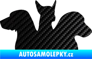 Samolepka Psi 001 pravá skupinka 3D karbon černý