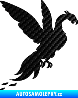 Samolepka Pták Fénix 001 pravá 3D karbon černý