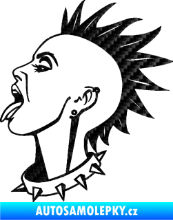 Samolepka Punk rocker lady levá 3D karbon černý