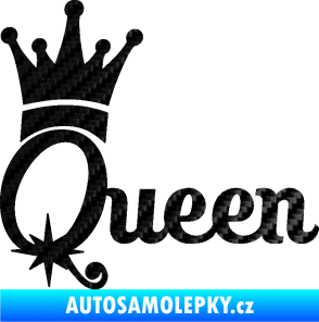 Samolepka Queen 002 s korunkou 3D karbon černý