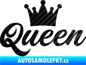 Samolepka Queen nápis s korunou 3D karbon černý