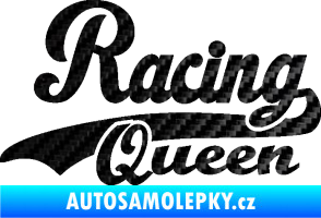 Samolepka Racing Queen nápis 3D karbon černý