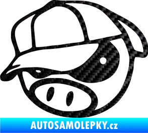Samolepka Rally pig 003 levá 3D karbon černý