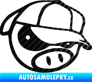 Samolepka Rally pig 003 pravá 3D karbon černý