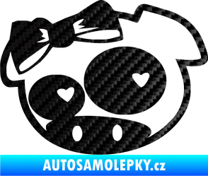 Samolepka Rally pig girl levá 3D karbon černý