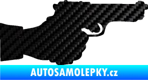 Samolepka Ruka s pistolí 001 pravá ruce vzhůru 3D karbon černý