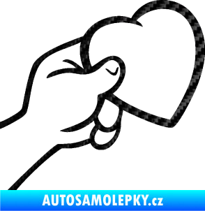 Samolepka Ruka se srdíčkem pravá 3D karbon černý