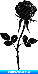Samolepka Růže 003 pravá 3D karbon černý
