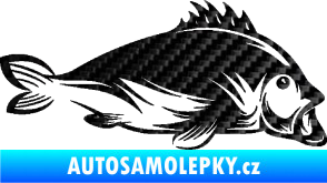 Samolepka Ryba 003 pravá 3D karbon černý