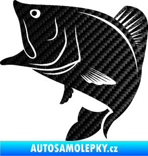 Samolepka Ryba 009 levá 3D karbon černý