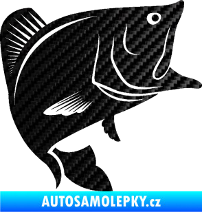 Samolepka Ryba 009 pravá 3D karbon černý