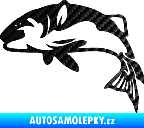 Samolepka Ryba 010 levá 3D karbon černý