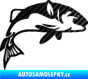 Samolepka Ryba 010 pravá 3D karbon černý
