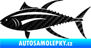 Samolepka Ryba 013 levá tuňák 3D karbon černý