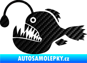 Samolepka Ryba 022 levá mořský ďas s lampičkou 3D karbon černý