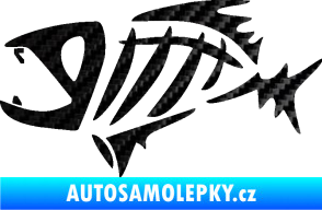 Samolepka Ryba kostra  007 levá 3D karbon černý
