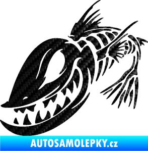 Samolepka Ryba kostra 001 levá 3D karbon černý