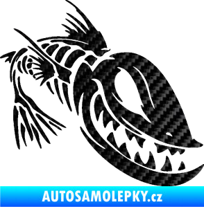 Samolepka Ryba kostra 001 pravá 3D karbon černý