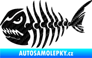 Samolepka Ryba kostra 004 levá 3D karbon černý