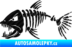 Samolepka Ryba kostra 005 levá 3D karbon černý
