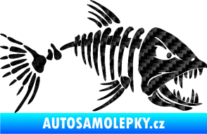 Samolepka Ryba kostra 005 pravá 3D karbon černý