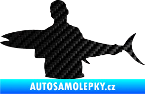 Samolepka Rybář 006 levá 3D karbon černý
