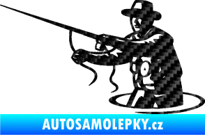 Samolepka Rybář 015 levá s udicí 3D karbon černý