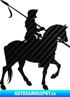 Samolepka Rytíř na koni pravá 3D karbon černý