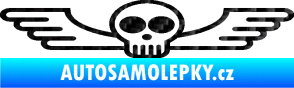 Samolepka Samolepka na zadní sklo 001 lebka s křídly 3D karbon černý
