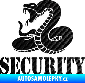 Samolepka Security hlídáno - levá had 3D karbon černý