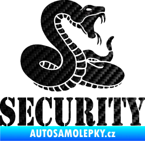 Samolepka Security hlídáno - pravá had 3D karbon černý