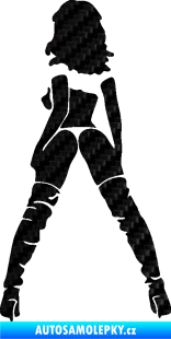 Samolepka Sexy žena a vysoké kozačky levá 3D karbon černý