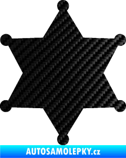 Samolepka Sheriff 002 hvězda 3D karbon černý