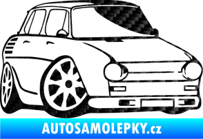 Samolepka Škoda 100 karikatura pravá 3D karbon černý