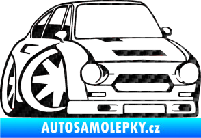Samolepka Škoda 110r karikatura pravá 3D karbon černý
