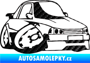 Samolepka Škoda 120 karikatura pravá 3D karbon černý