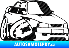 Samolepka Škoda 130 karikatura pravá 3D karbon černý