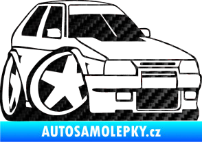 Samolepka Škoda Favorit karikatura pravá 3D karbon černý