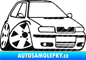 Samolepka Škoda Felicia karikatura pravá 3D karbon černý