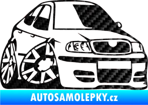 Samolepka Škoda Octavia karikatura pravá 3D karbon černý