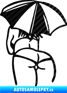 Samolepka Slečna s deštníkem levá 3D karbon černý