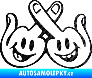 Samolepka Smajlíci f*ck levá 3D karbon černý