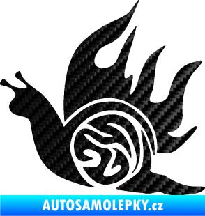 Samolepka Šnek s plameny levá 3D karbon černý