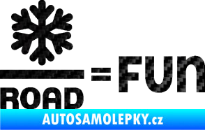 Samolepka Snow road fun nápis s vločkou 3D karbon černý