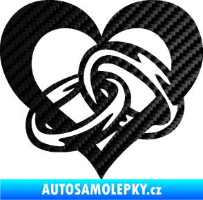 Samolepka Snubní prstýnky v srdíčku levá 3D karbon černý